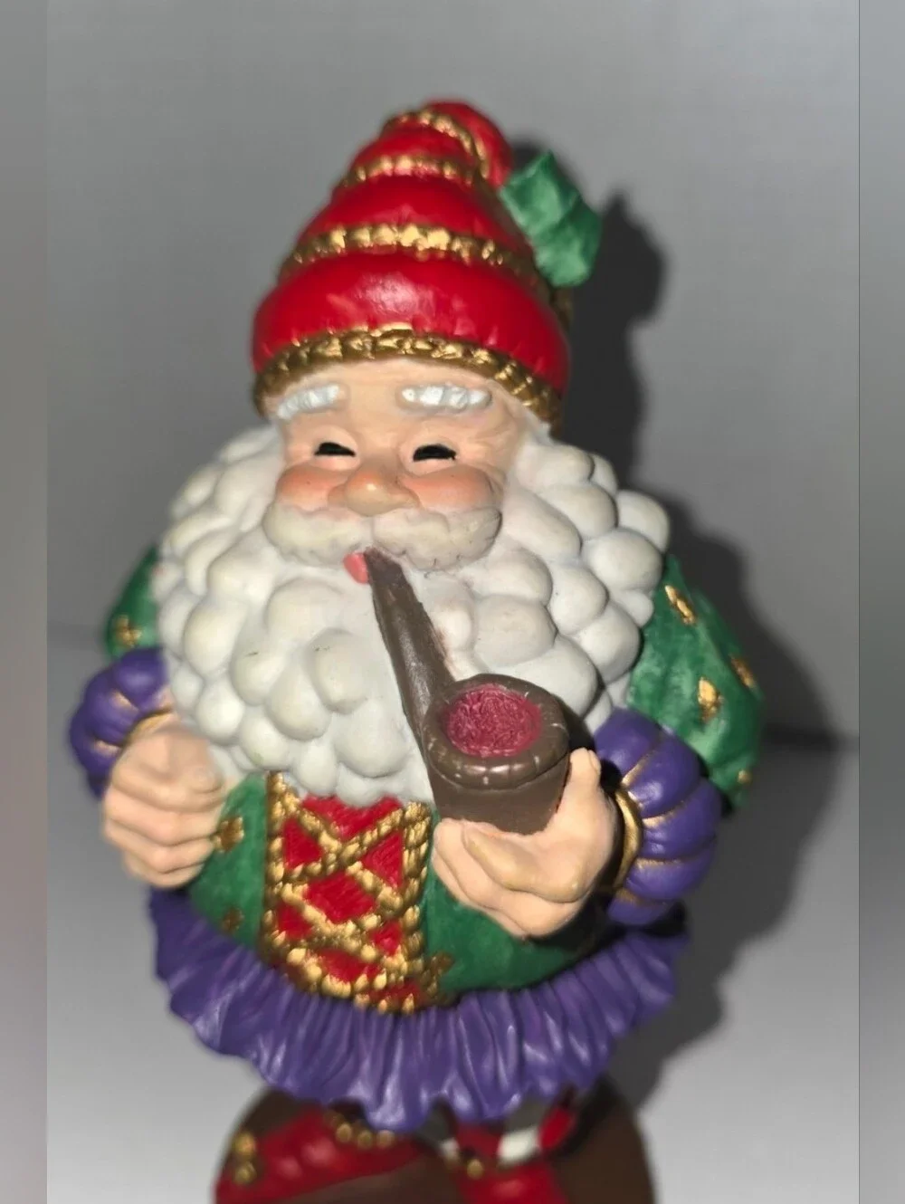Vintage Jaimy Santa Figurine Jolly Father Christmas Smoking a Pipe Collectable